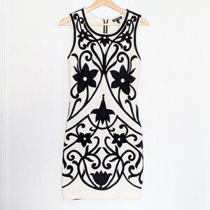 Y2K Juicy Couture Midi Bodycon Dress Size 2 Embroidered Floral Full Zip Back